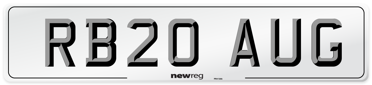 RB20 AUG Number Plate from New Reg